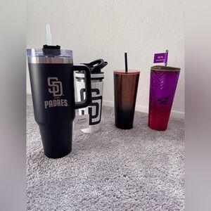 Set of 3 Thermal Mugs + 1 Cold Drink Cup - San Diego & Starbucks